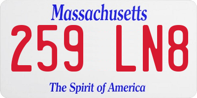 MA license plate 259LN8