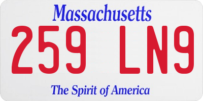 MA license plate 259LN9
