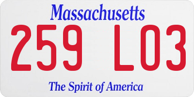MA license plate 259LO3