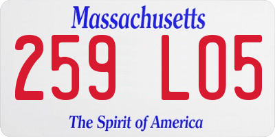 MA license plate 259LO5