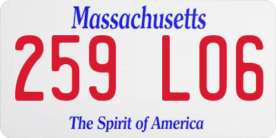 MA license plate 259LO6