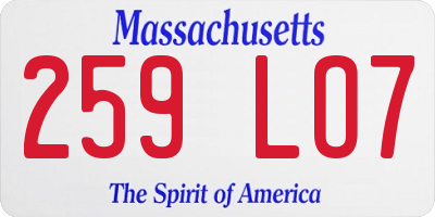 MA license plate 259LO7