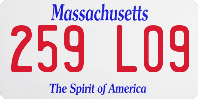 MA license plate 259LO9