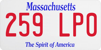 MA license plate 259LP0