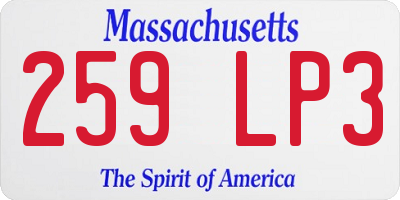 MA license plate 259LP3