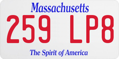 MA license plate 259LP8