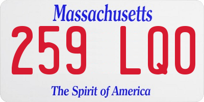 MA license plate 259LQ0