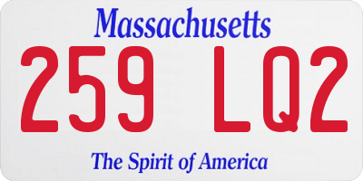 MA license plate 259LQ2