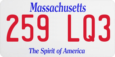 MA license plate 259LQ3