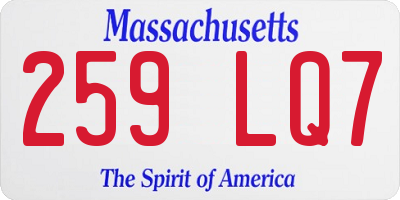 MA license plate 259LQ7