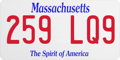 MA license plate 259LQ9