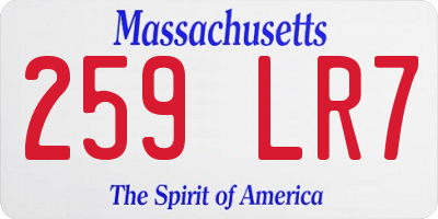 MA license plate 259LR7