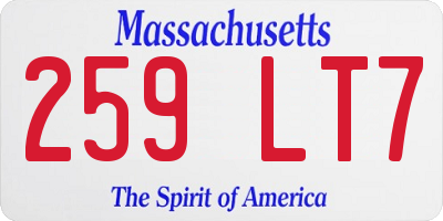 MA license plate 259LT7