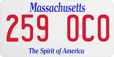 MA license plate 259OC0