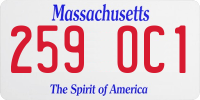 MA license plate 259OC1