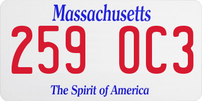 MA license plate 259OC3