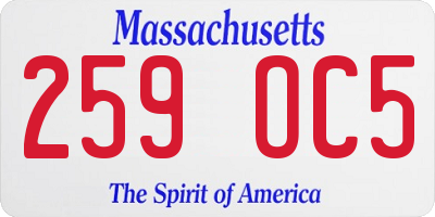 MA license plate 259OC5