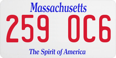 MA license plate 259OC6