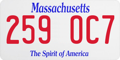 MA license plate 259OC7