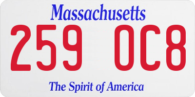 MA license plate 259OC8