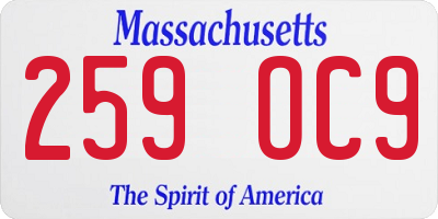 MA license plate 259OC9