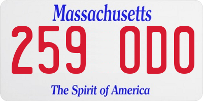 MA license plate 259OD0