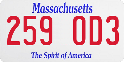 MA license plate 259OD3