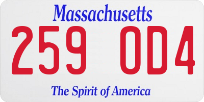 MA license plate 259OD4