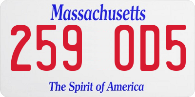 MA license plate 259OD5