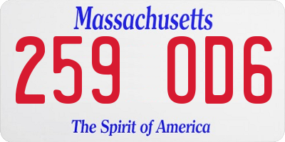 MA license plate 259OD6