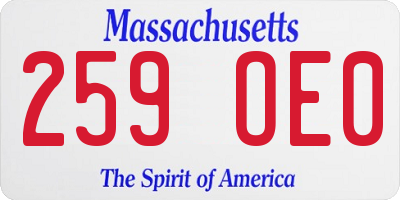 MA license plate 259OE0