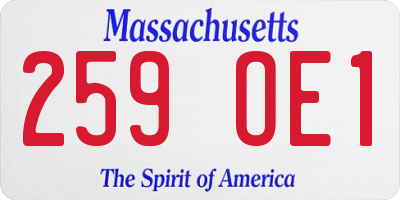 MA license plate 259OE1