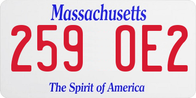 MA license plate 259OE2