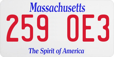 MA license plate 259OE3