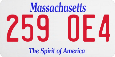 MA license plate 259OE4