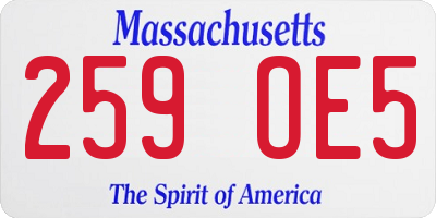 MA license plate 259OE5