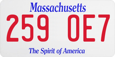 MA license plate 259OE7