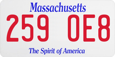 MA license plate 259OE8