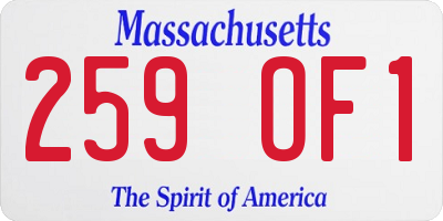 MA license plate 259OF1
