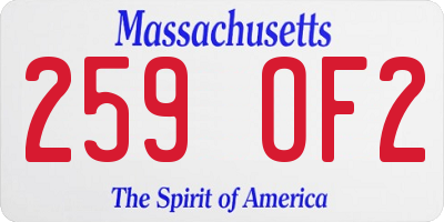 MA license plate 259OF2