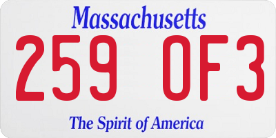 MA license plate 259OF3
