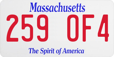 MA license plate 259OF4