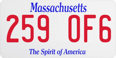 MA license plate 259OF6