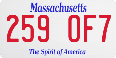 MA license plate 259OF7