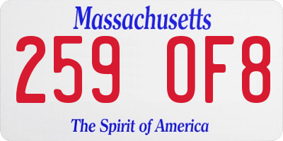 MA license plate 259OF8
