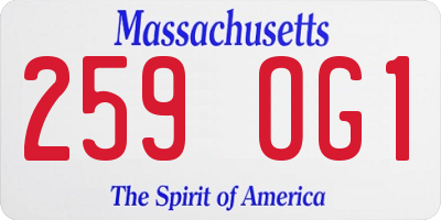 MA license plate 259OG1