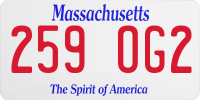 MA license plate 259OG2