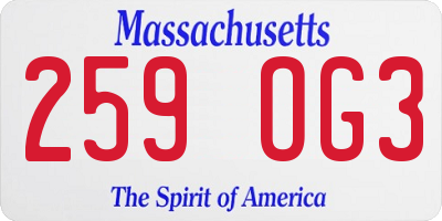 MA license plate 259OG3