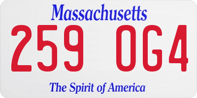 MA license plate 259OG4