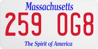 MA license plate 259OG8